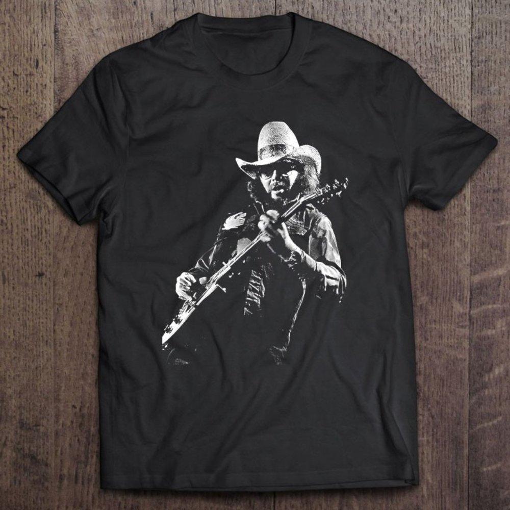 Black And White Hank Jr Arts Williams Playing Guitar Music Shirt